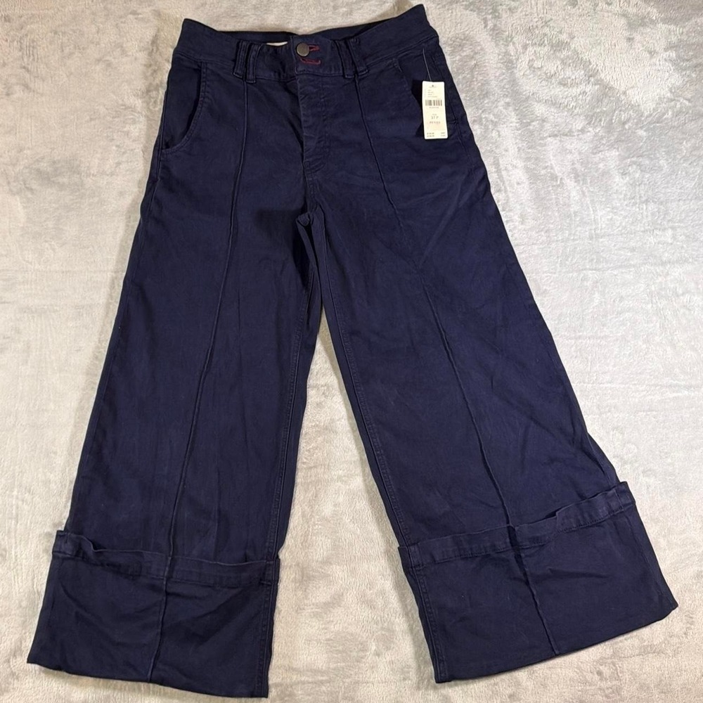 NWT Pilcro Wide Leg Cropped Pants | Navy | 27P